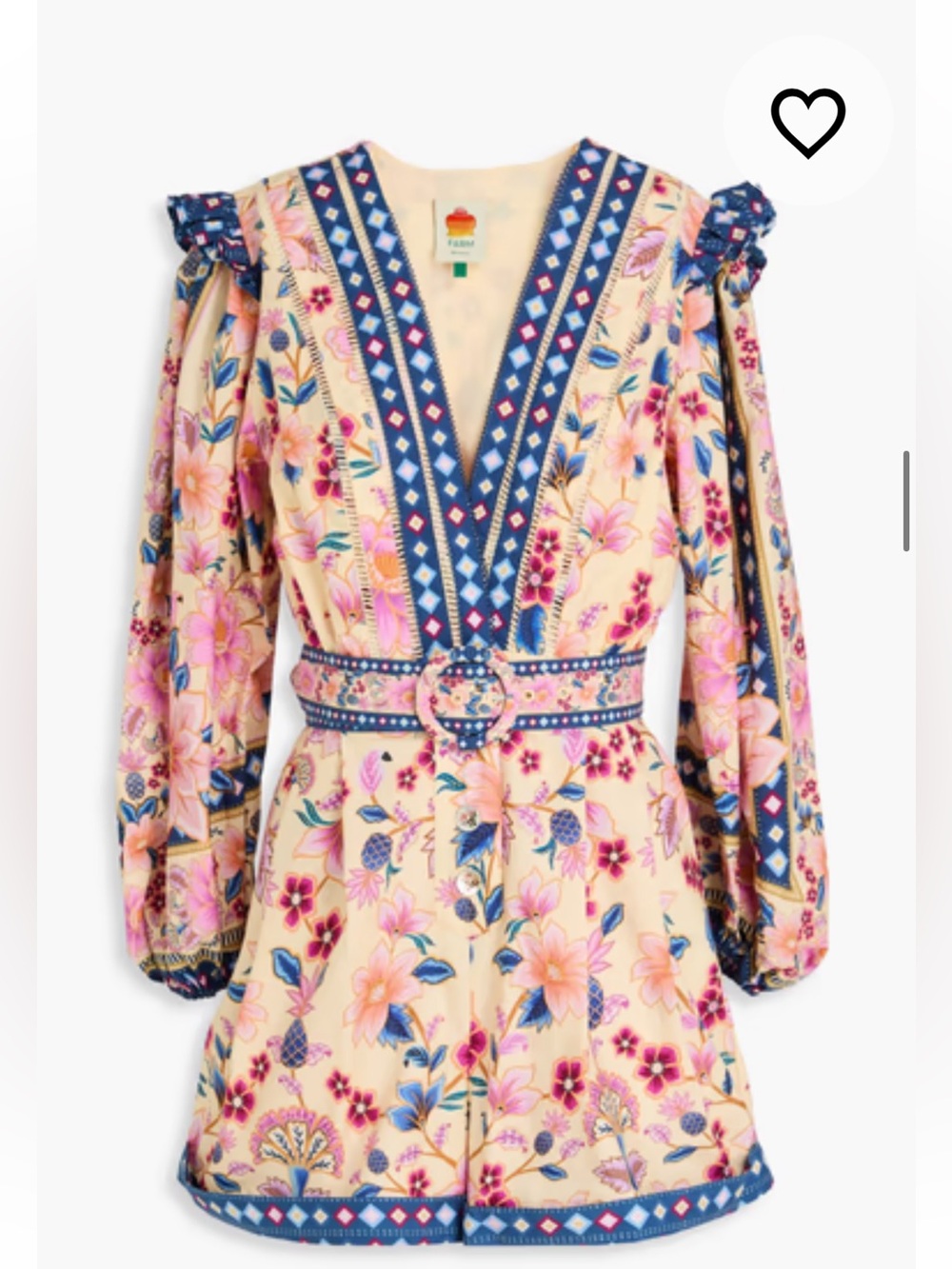 FARM Rio Cream Romper with Pink & Blue Floral Print